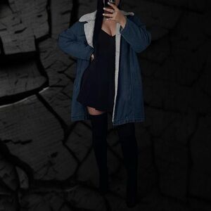 American Vintage Blue Teddy Jacket with White Collar